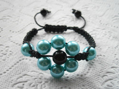 Shamballa náramek modrá kytička — foto 2