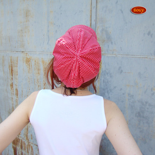 Jarní plátěná bekovka, letní červená puntíkovaná — foto 5