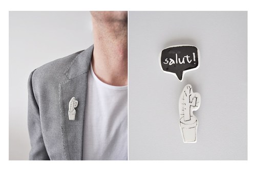 Porcelánová brož "El cactus C_černá" — foto 4