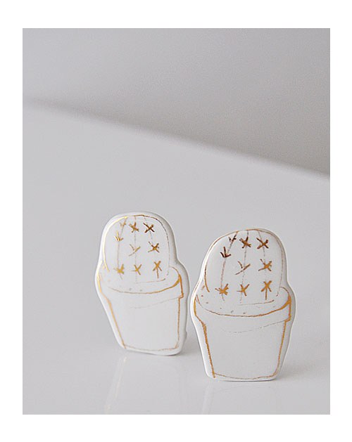 Porcelánová brož "El cactus B_zlato" — foto 3
