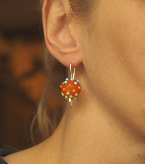 Náušnice ,, maxi - oranž,,© sklo+Ag 925 — foto 2