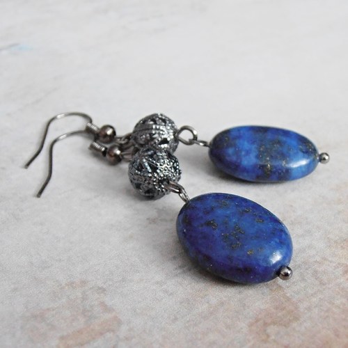Náušnice s lapis lazuli — foto 4