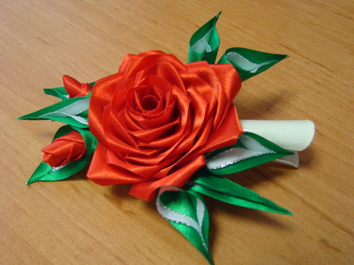 Spona-kanzashi růže — foto 2