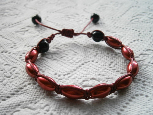 Shamballa náramek vínový — foto 2