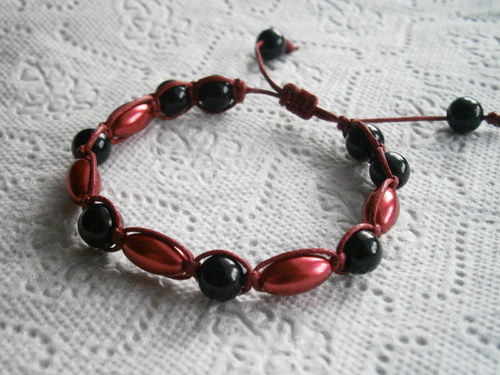 Shamballa náramek vínový/černý — foto 2