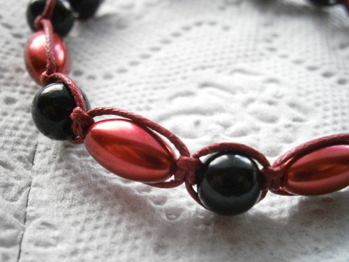 Shamballa náramek vínový/černý — foto 3