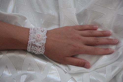 Krajkový náramek VII - pink — foto 2
