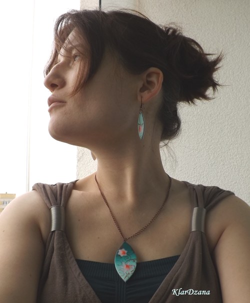 Náušnice Smaragd lístky — foto 2