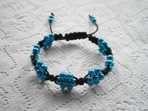 Náramek Shamballa modré kytičky — foto 2