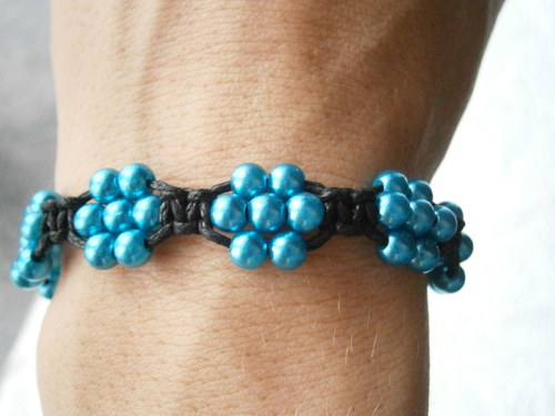 Náramek Shamballa modré kytičky — foto 3