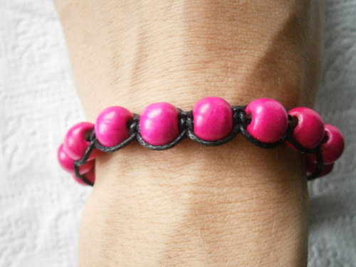 Shamballa náramek růžový (makramé) — foto 2
