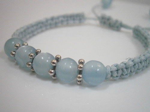 Náramek Shamballa světle modrý (makramé) — foto 4