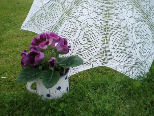 Háčkovaný slunečník s gloxinií — foto 6