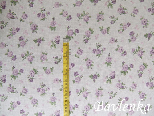 Růžičky lilac - režná bavlna — foto 2