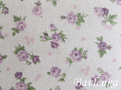Růžičky lilac - režná bavlna — foto 3