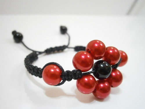 Náramek Shamballa červená kytička — foto 5
