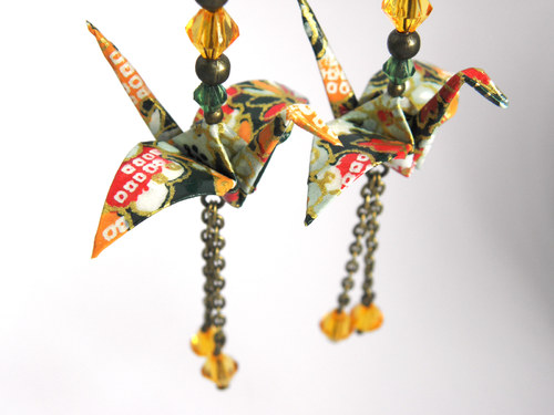 - origami jeřáb - netradiční náušnice — foto 2