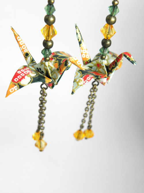 - origami jeřáb - netradiční náušnice — foto 3