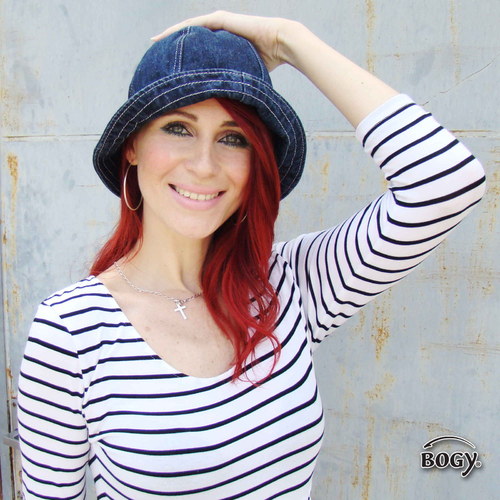 Tmavěmodrý džínový klobouk unisex — foto 2