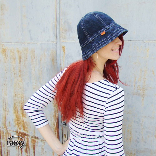 Tmavěmodrý džínový klobouk unisex — foto 4