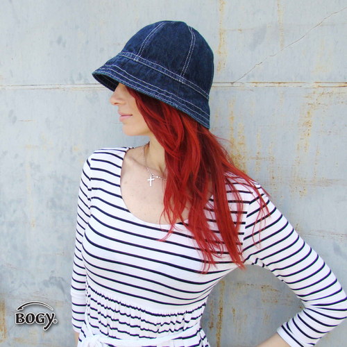 Tmavěmodrý džínový klobouk unisex — foto 5