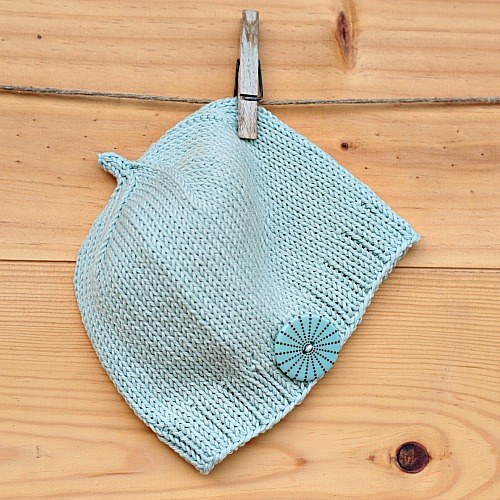 Čepička světle modrá - mint s knoflíčkem — foto 2
