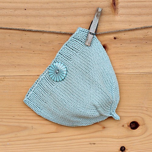 Čepička světle modrá - mint s knoflíčkem — foto 4