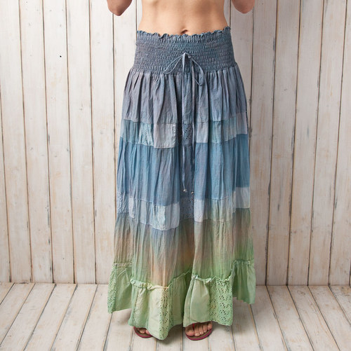 Dlouhá sukně patchwork - vel. L/XL — foto 3