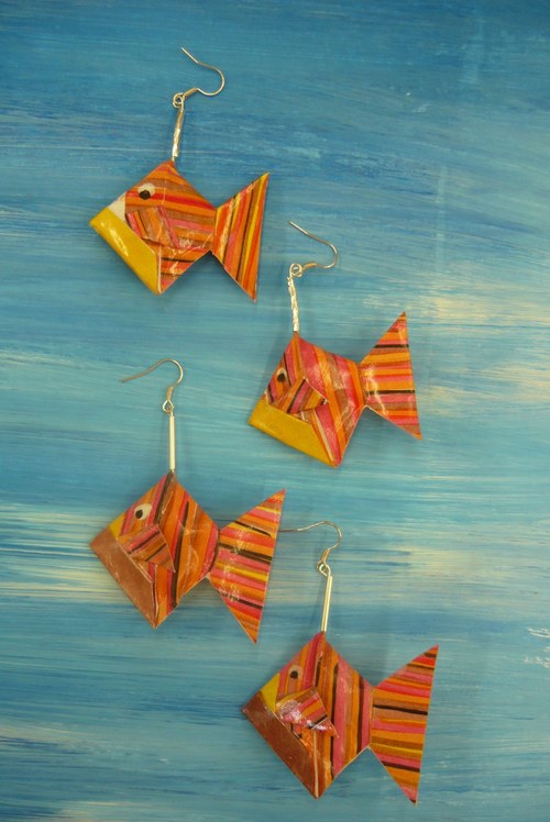 Náušnice origami Ryby proužkované — foto 2
