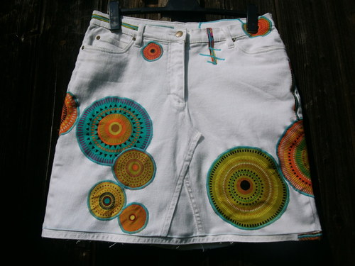 Denim sukně " Mandala" No.9 - White — foto 5