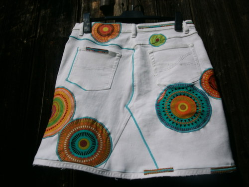 Denim sukně " Mandala" No.9 - White — foto 6