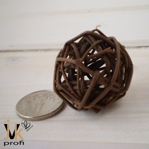 Proutěná koule - hnědá 3 cm — foto 4