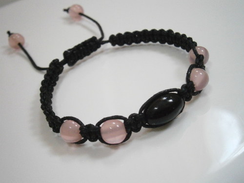 Náramek Shamballa černý/růžový — foto 2