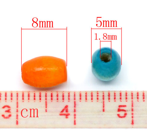 Dřevěné korálky ovál - 8x5 mm - balení 50 ks - MIX — foto 3