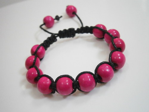 Shamballa náramek růžový (makramé) — foto 3