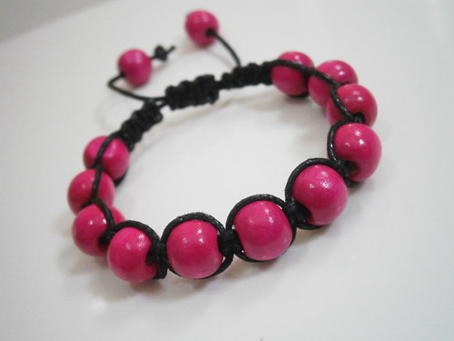 Shamballa náramek růžový (makramé) — foto 4