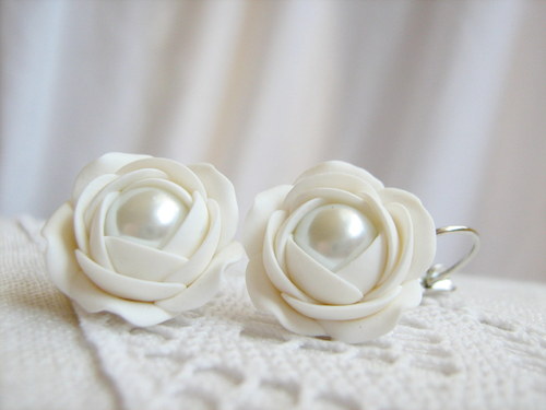 Natural white, visací náušnice — foto 3