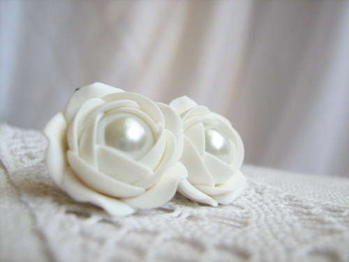 Natural white, visací náušnice — foto 4
