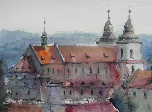 Třebíč zámek,originální akvarel — foto 3