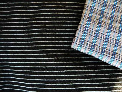 Legínovina šedá,černo modrá kostička — foto 3