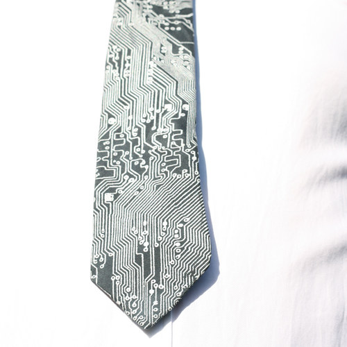 Kravata microchip / šedá — foto 3
