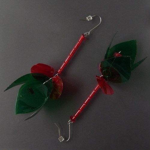 Náušnice Fuchsia-ZelTma-Rud — foto 2
