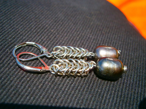 Náušnice chain perlové — foto 2