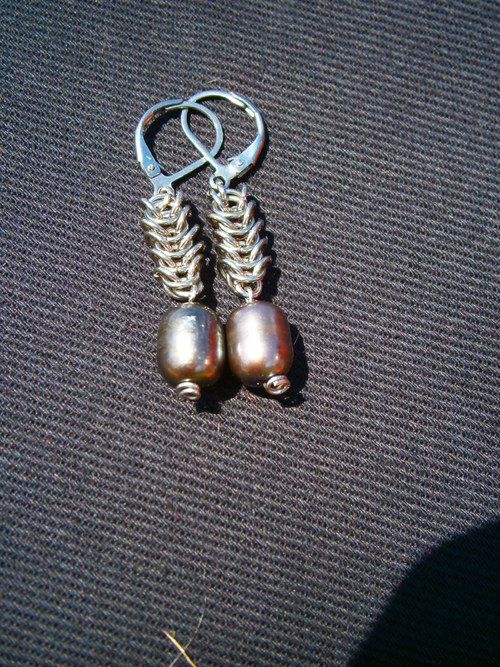 Náušnice chain perlové — foto 5