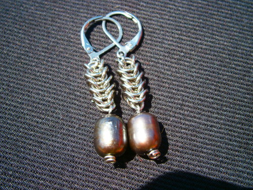 Náušnice chain perlové — foto 6