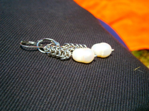 Náušnice chain perlové — foto 3