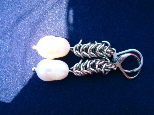 Náušnice chain perlové — foto 5