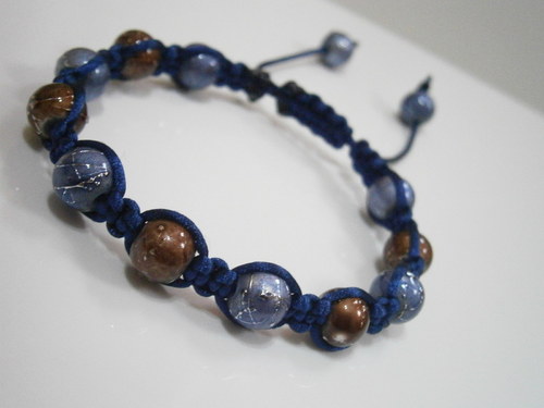 Shamballa náramek modrý/hnědý — foto 2