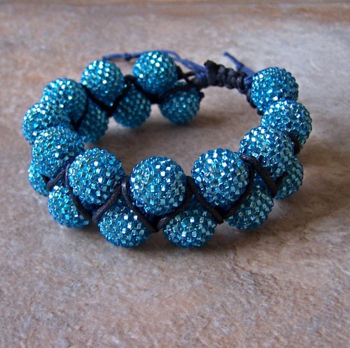 Náramek shamballa/macramé - Duo blue — foto 2