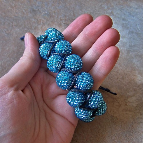 Náramek shamballa/macramé - Duo blue — foto 3